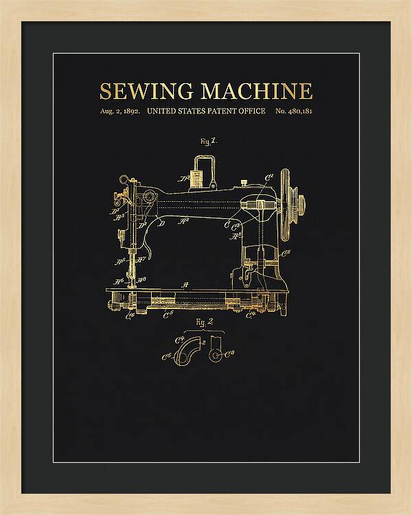 Sewing Machine Gold Patent Us480181a