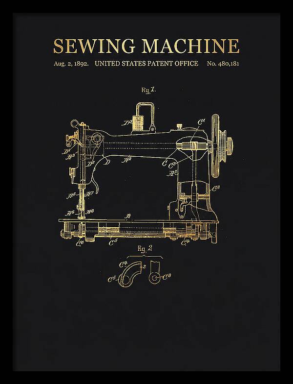 Sewing Machine Gold Patent Us480181a