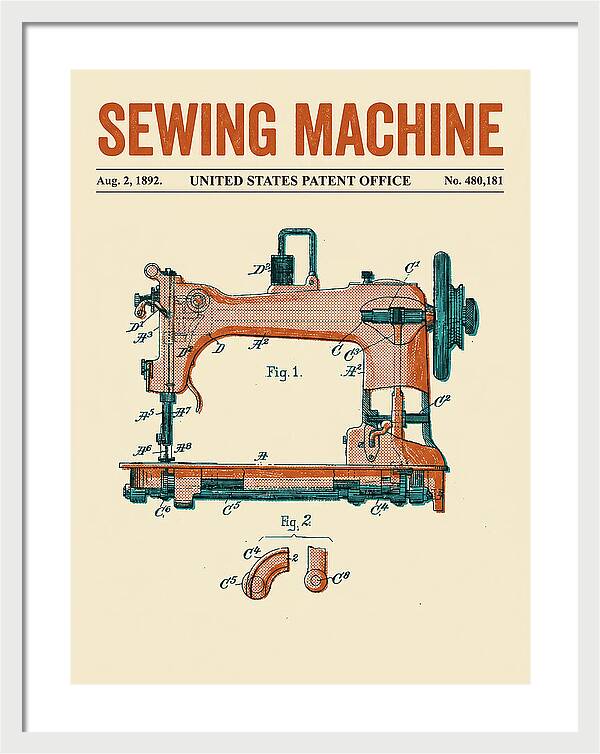 Sewing Machine Retro Patent Us480181a