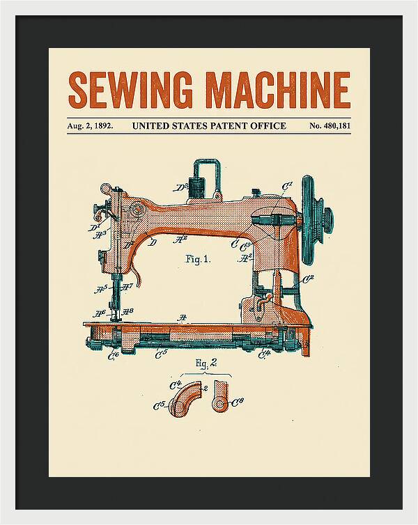 Sewing Machine Retro Patent Us480181a