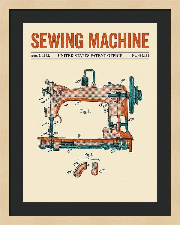 Sewing Machine Retro Patent Us480181a