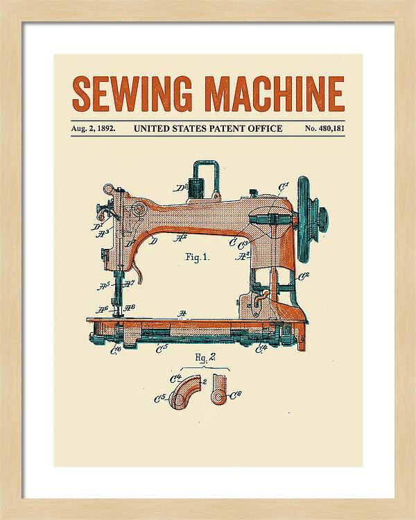 Sewing Machine Retro Patent Us480181a