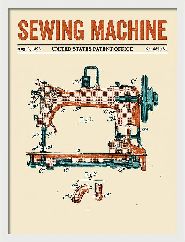 Sewing Machine Retro Patent Us480181a