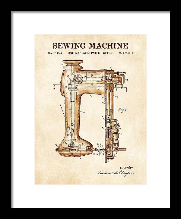Sewing Machine Watercolor Patent Us2394510a