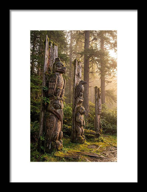 Sgang Gwaay Totem Poles At Dusk