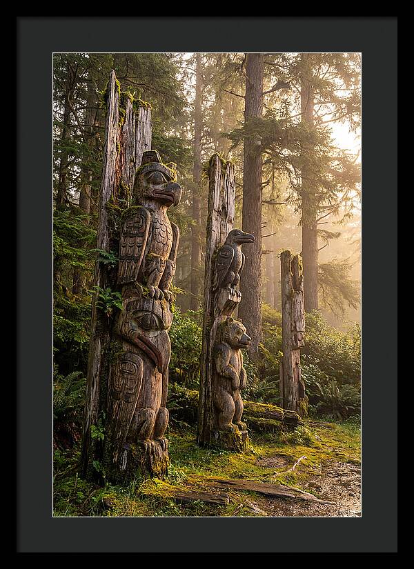 Sgang Gwaay Totem Poles At Dusk