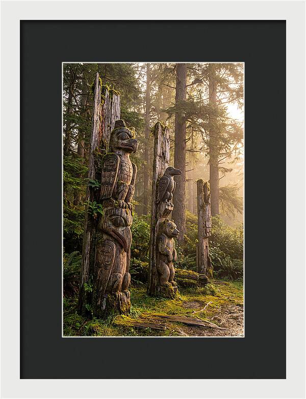 Sgang Gwaay Totem Poles At Dusk