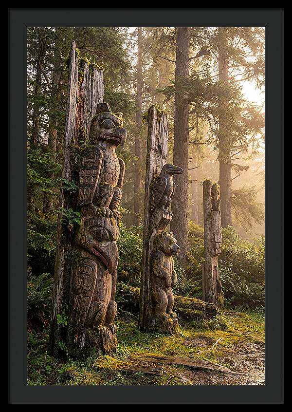 Sgang Gwaay Totem Poles At Dusk