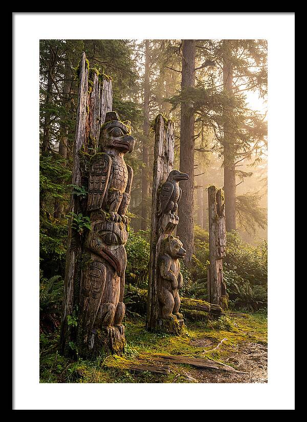 Sgang Gwaay Totem Poles At Dusk
