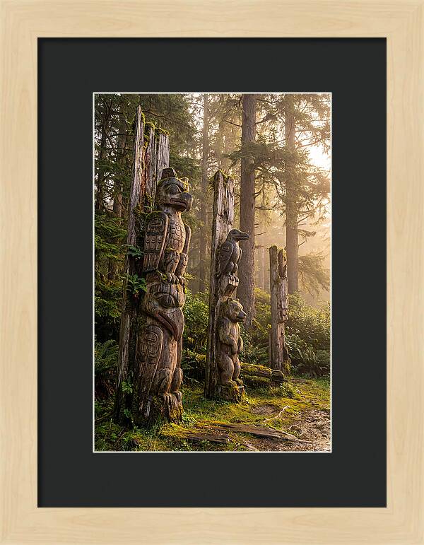 Sgang Gwaay Totem Poles At Dusk