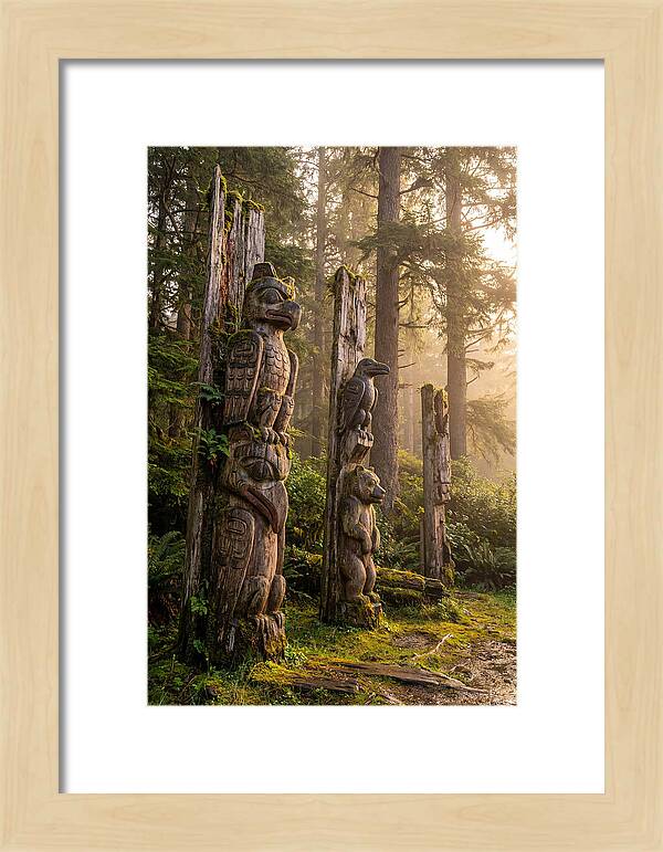 Sgang Gwaay Totem Poles At Dusk