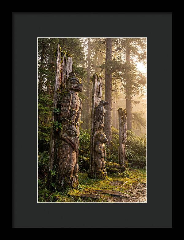 Sgang Gwaay Totem Poles At Dusk
