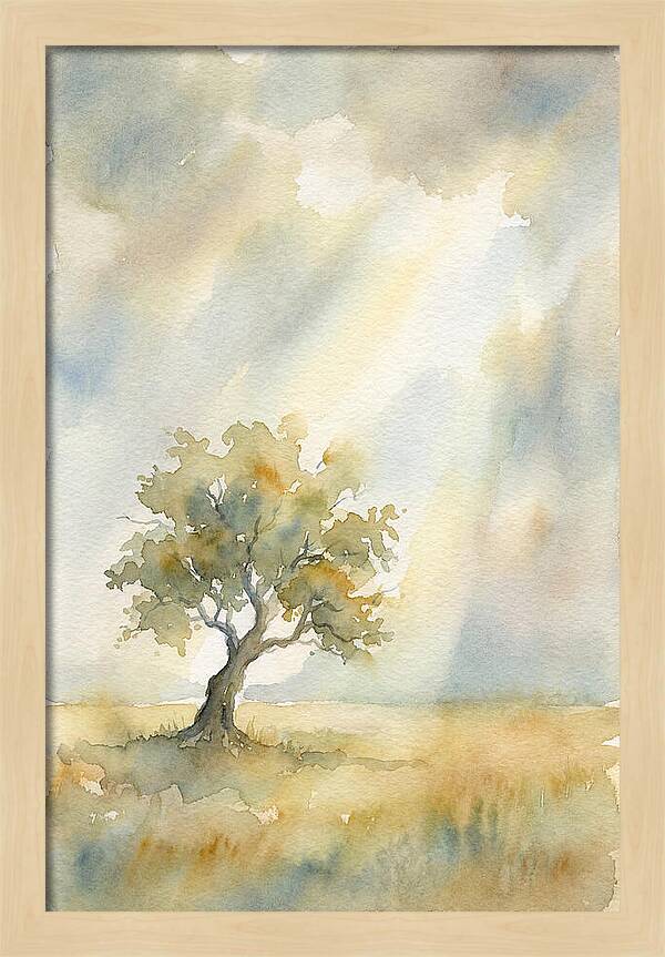 Shaft Of Light Illuminating Tree