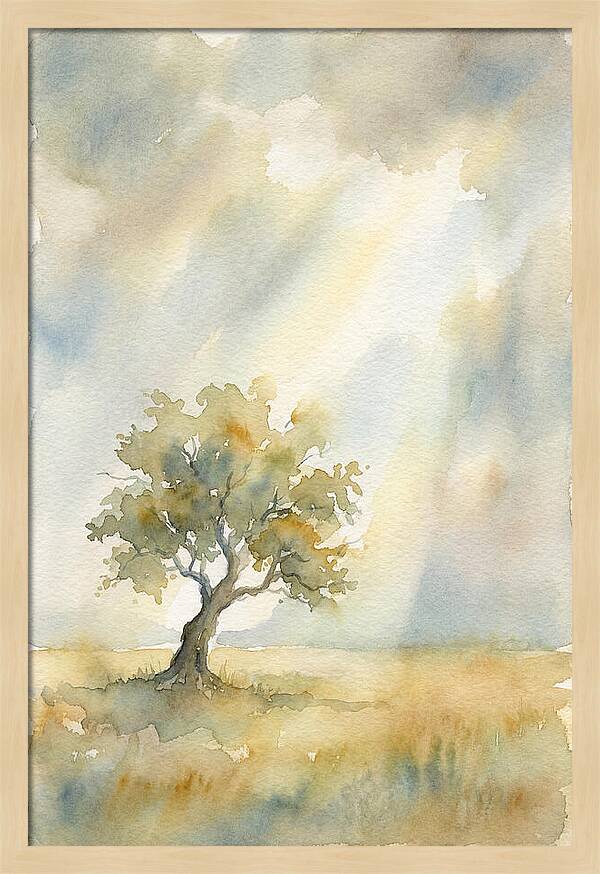 Shaft Of Light Illuminating Tree