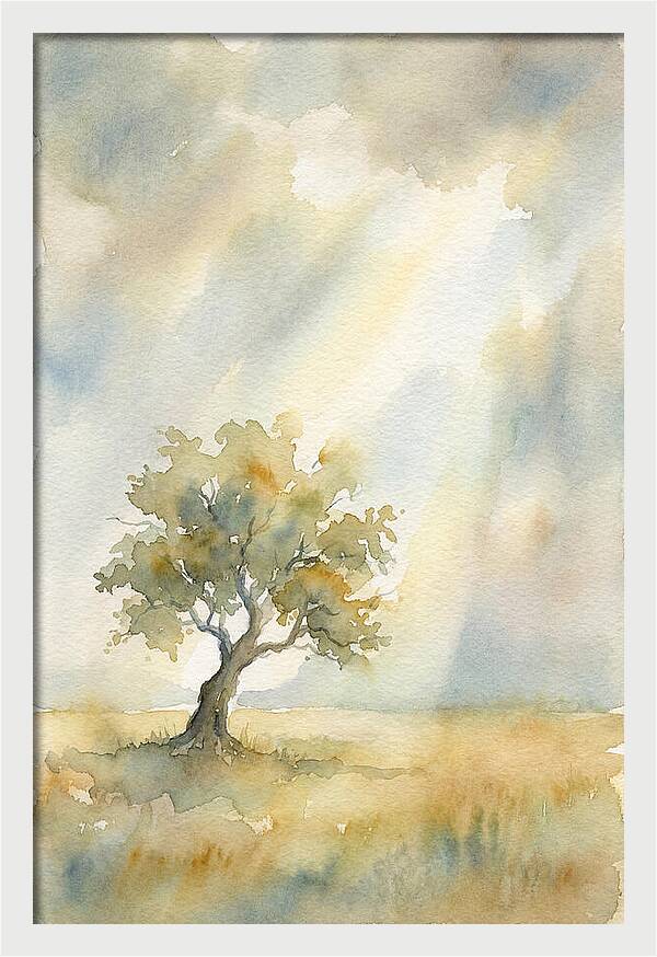 Shaft Of Light Illuminating Tree