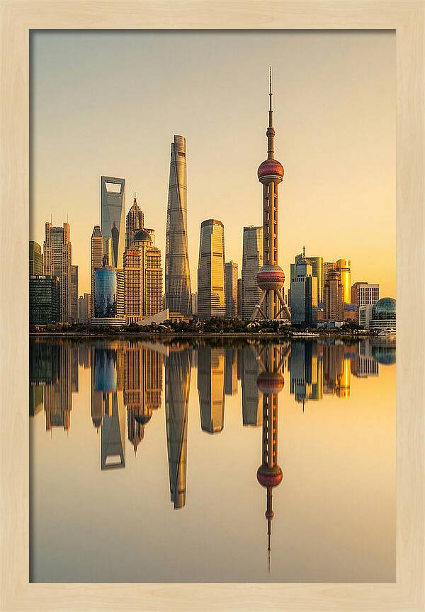 Shanghai Pudong Skyline Reflection