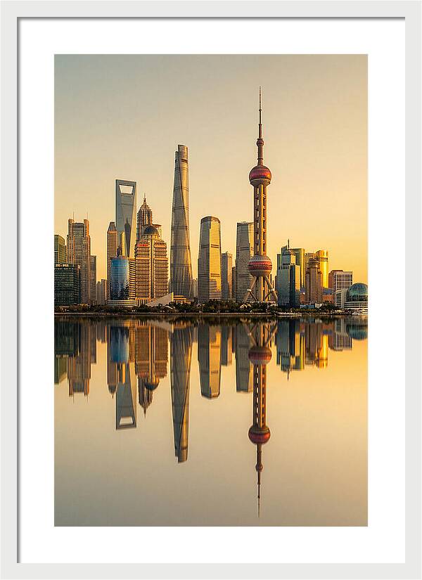 Shanghai Pudong Skyline Reflection