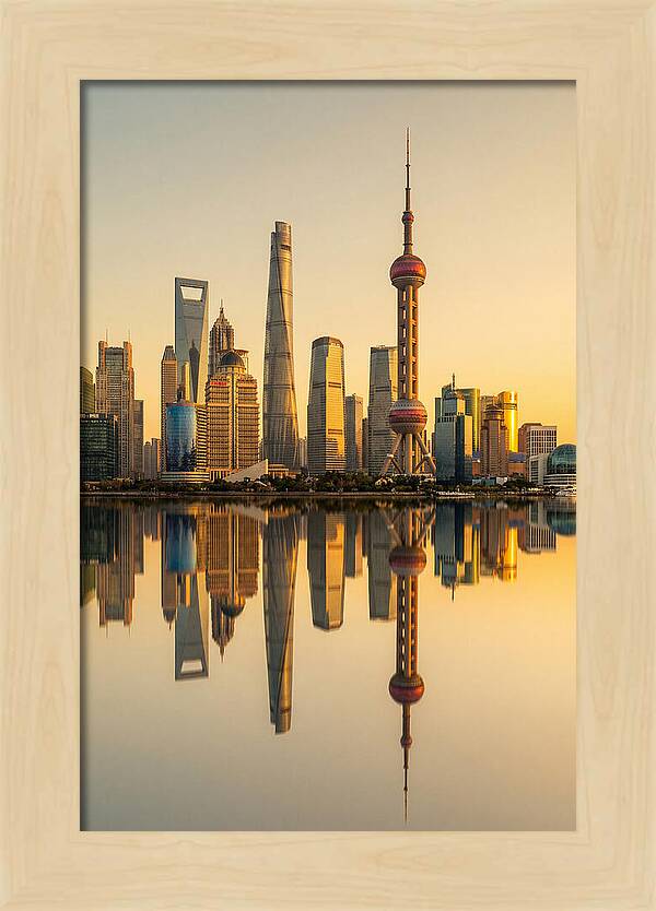 Shanghai Pudong Skyline Reflection