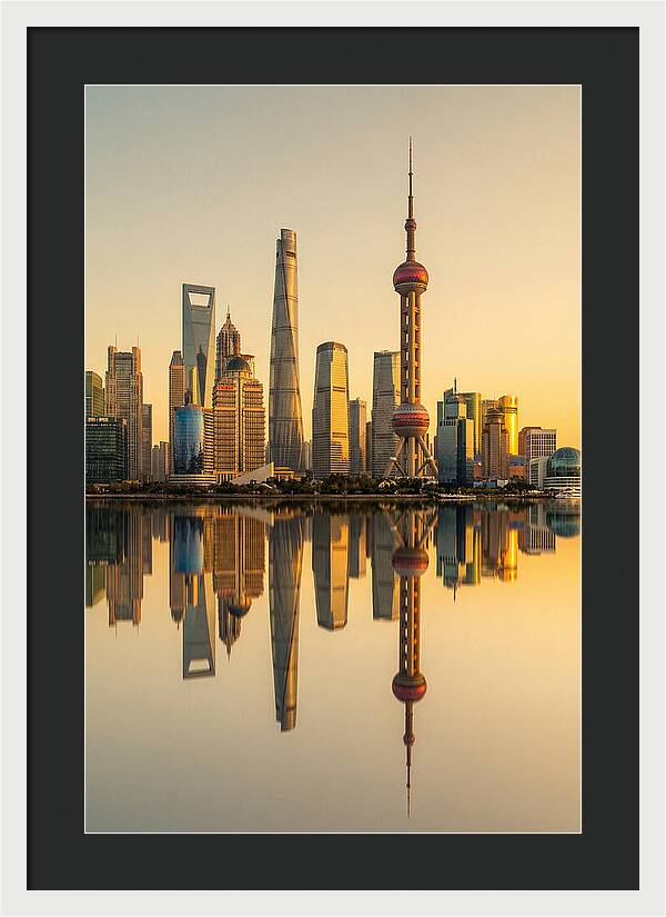 Shanghai Pudong Skyline Reflection