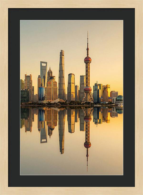 Shanghai Pudong Skyline Reflection