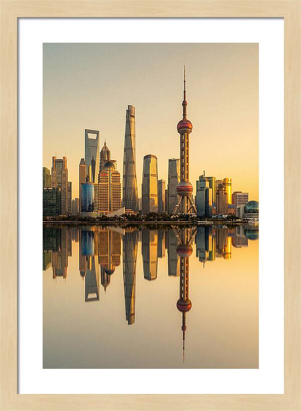 Shanghai Pudong Skyline Reflection