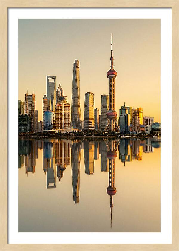 Shanghai Pudong Skyline Reflection