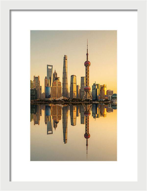 Shanghai Pudong Skyline Reflection