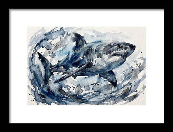 Shark Swimming In Watercolor