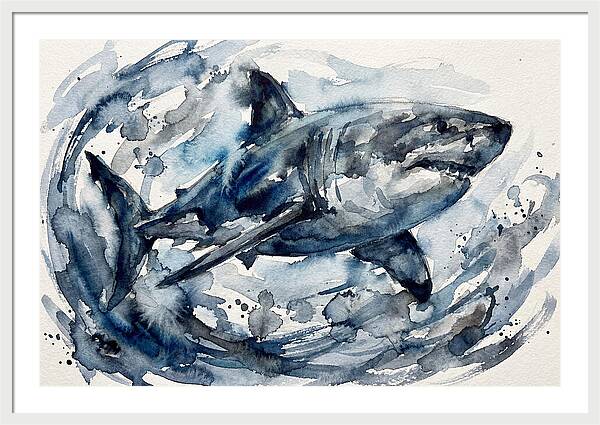 Shark Swimming In Watercolor