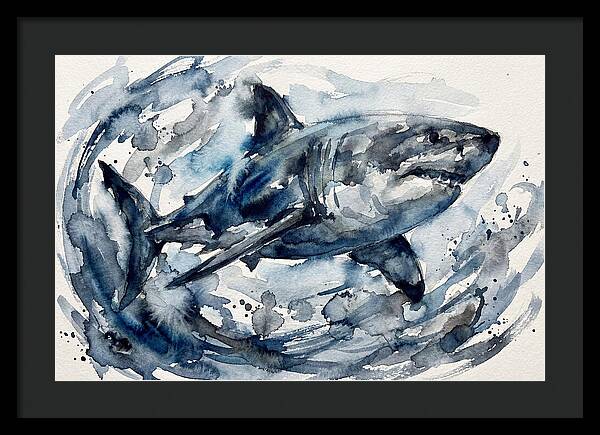 Shark Swimming In Watercolor