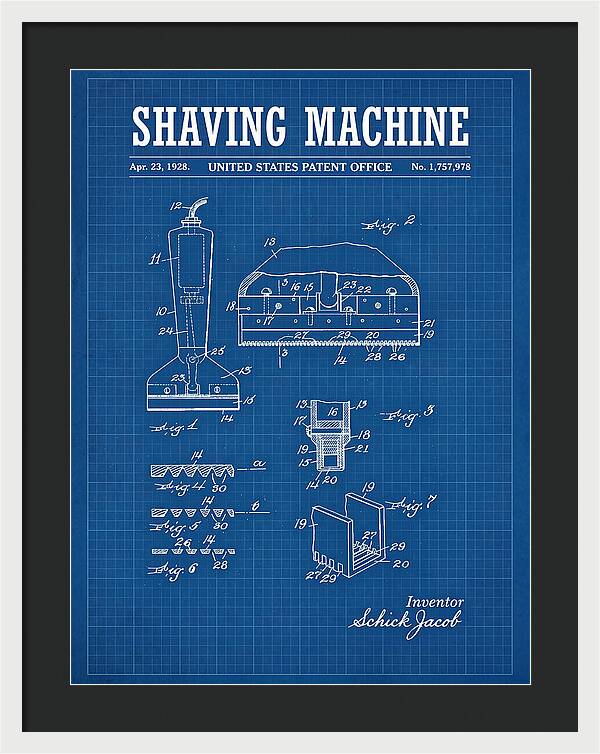 Shaving Machine Schick Blueprint Patent Us1757978a