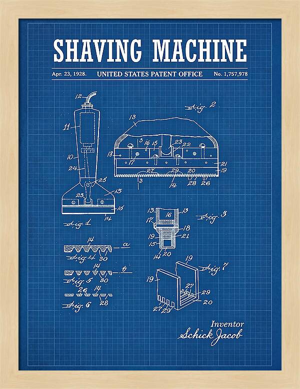 Shaving Machine Schick Blueprint Patent Us1757978a