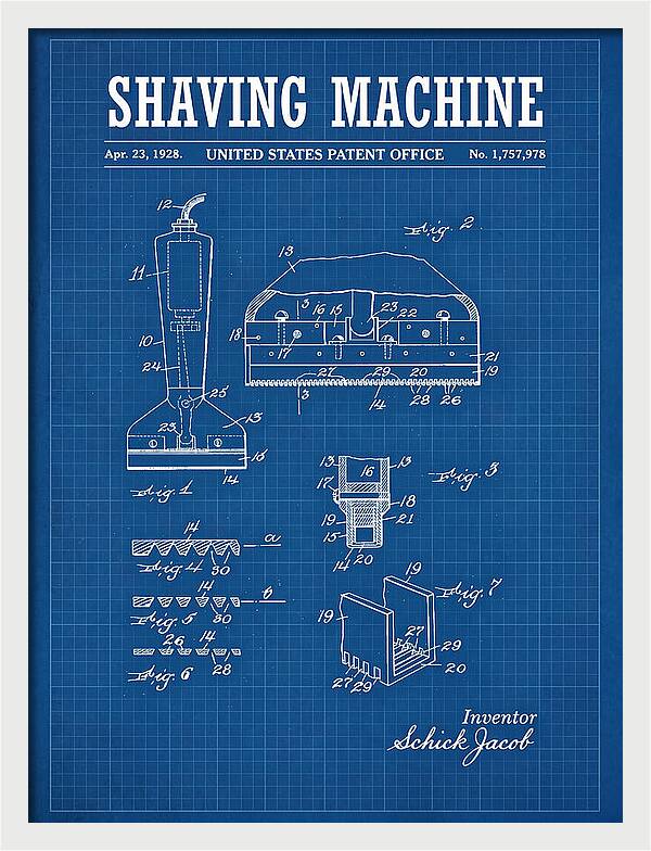 Shaving Machine Schick Blueprint Patent Us1757978a