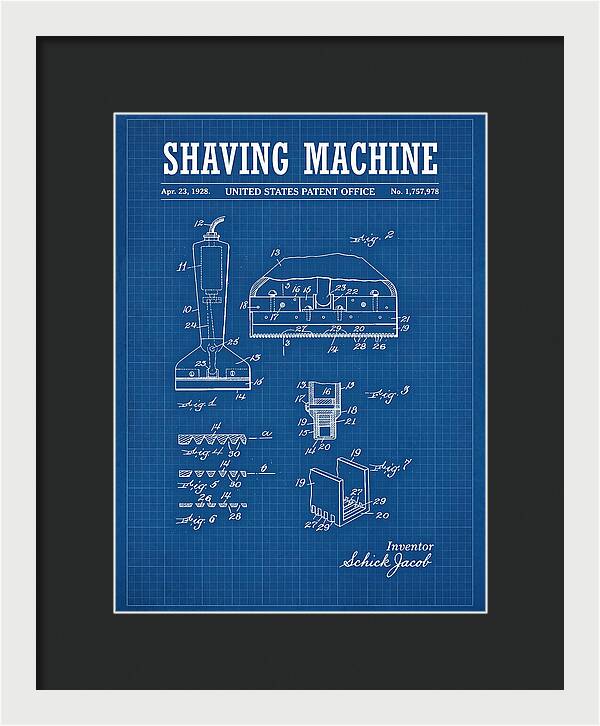 Shaving Machine Schick Blueprint Patent Us1757978a