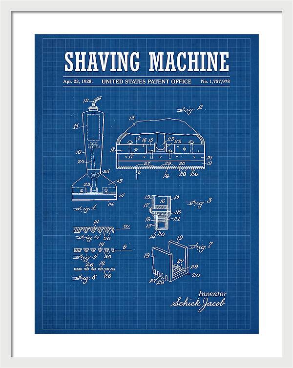 Shaving Machine Schick Blueprint Patent Us1757978a