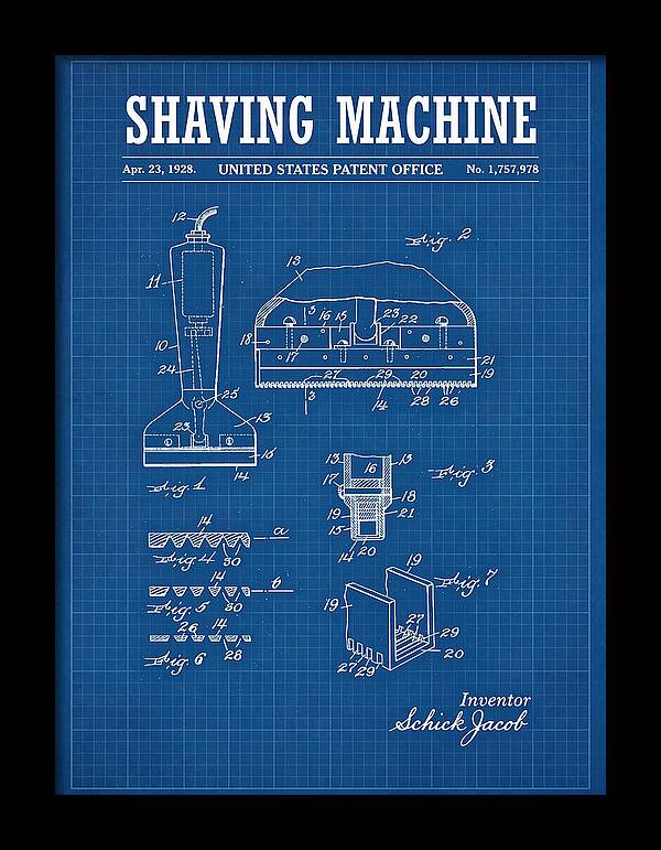 Shaving Machine Schick Blueprint Patent Us1757978a