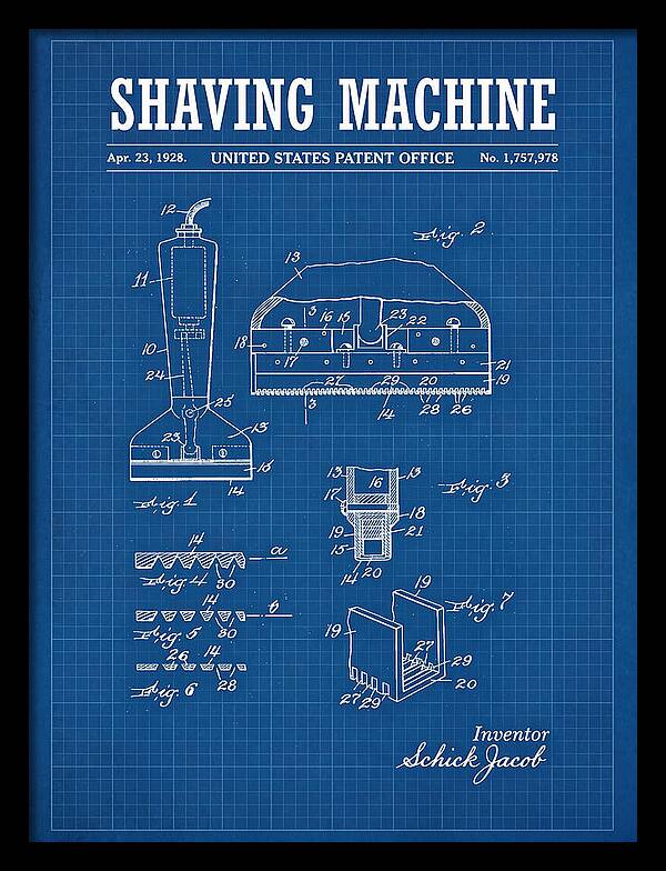 Shaving Machine Schick Blueprint Patent Us1757978a