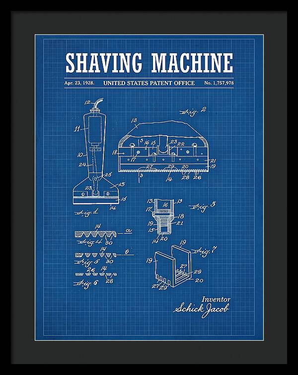 Shaving Machine Schick Blueprint Patent Us1757978a