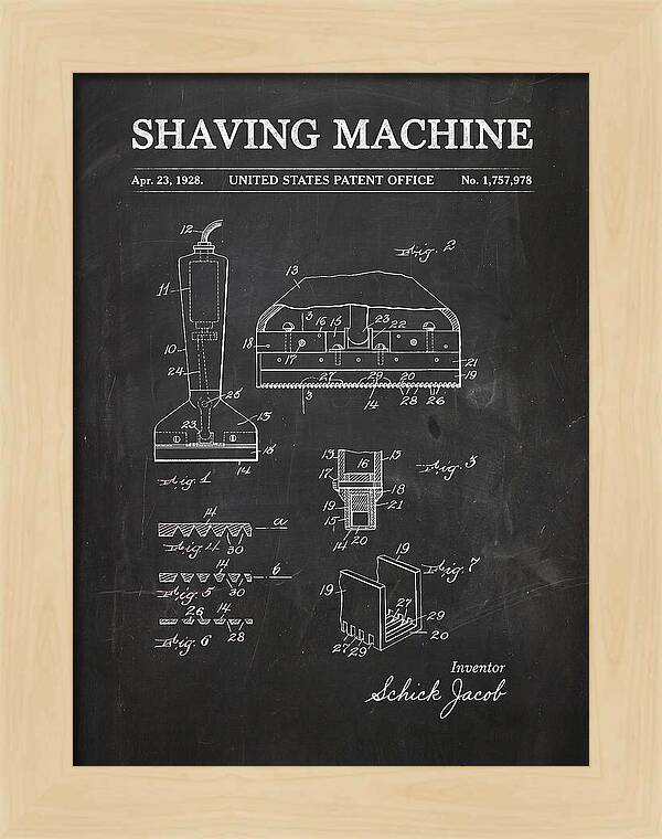 Shaving Machine Schick Chalkboard Patent Us1757978a
