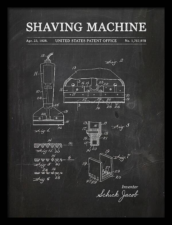 Shaving Machine Schick Chalkboard Patent Us1757978a