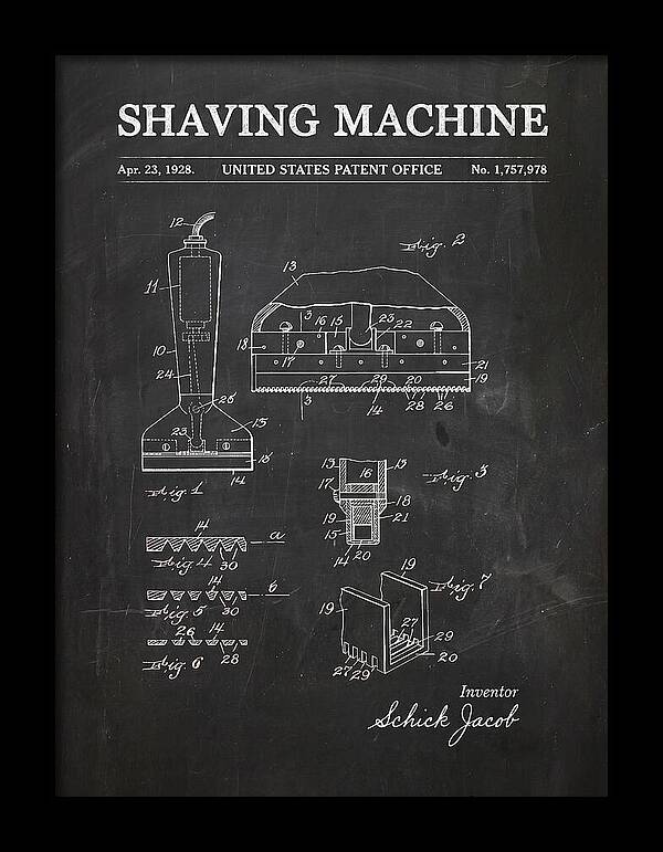 Shaving Machine Schick Chalkboard Patent Us1757978a