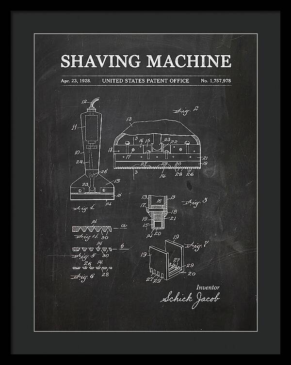 Shaving Machine Schick Chalkboard Patent Us1757978a