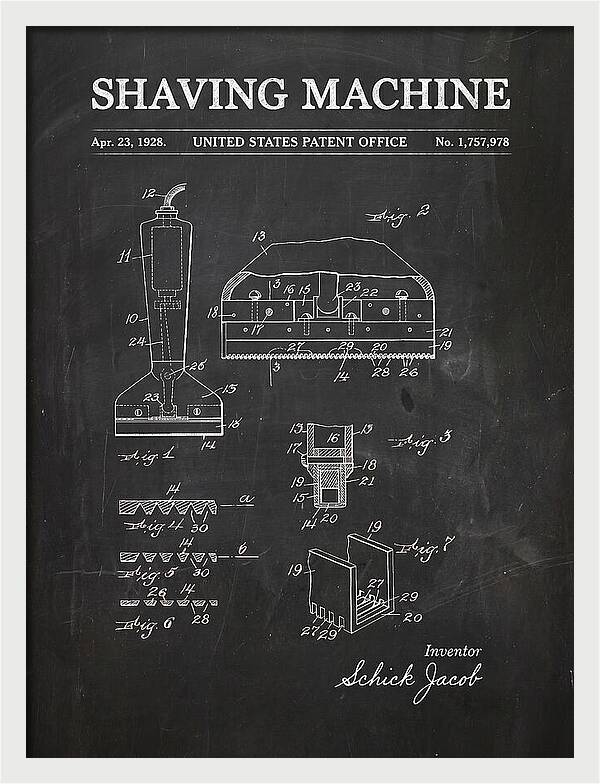 Shaving Machine Schick Chalkboard Patent Us1757978a