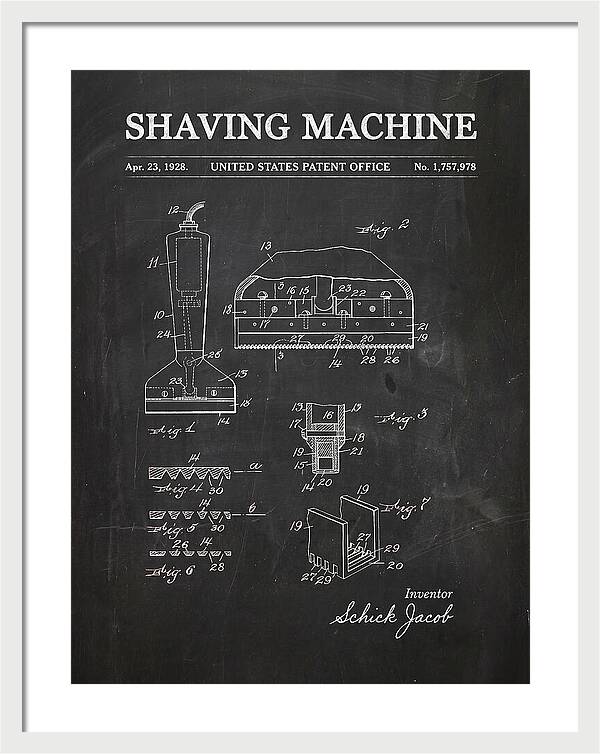 Shaving Machine Schick Chalkboard Patent Us1757978a