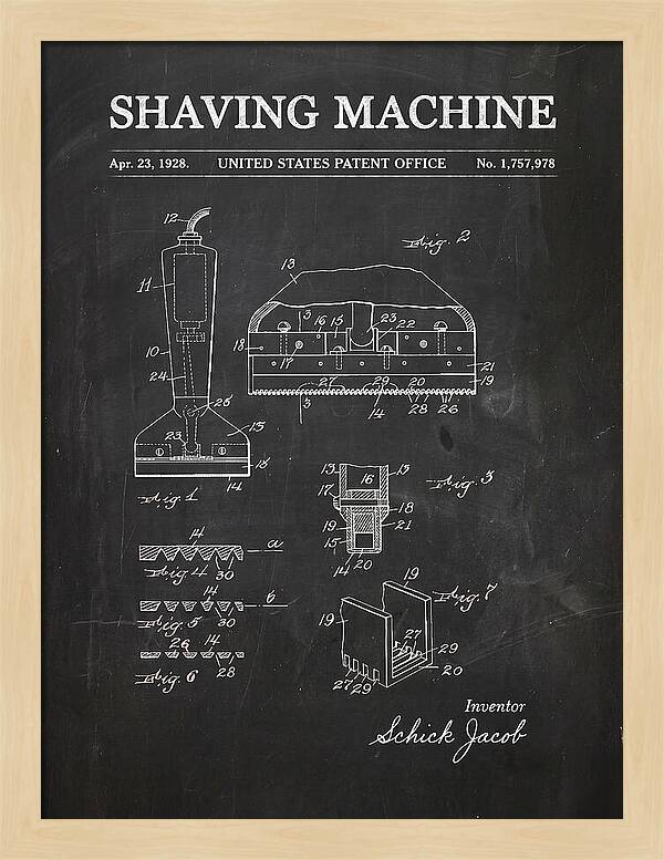 Shaving Machine Schick Chalkboard Patent Us1757978a