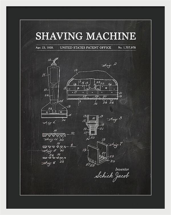 Shaving Machine Schick Chalkboard Patent Us1757978a