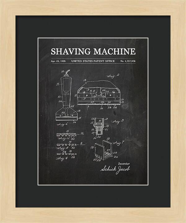 Shaving Machine Schick Chalkboard Patent Us1757978a