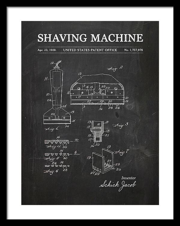 Shaving Machine Schick Chalkboard Patent Us1757978a