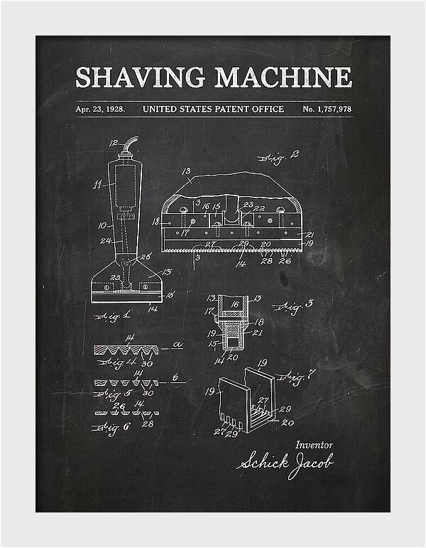 Shaving Machine Schick Chalkboard Patent Us1757978a