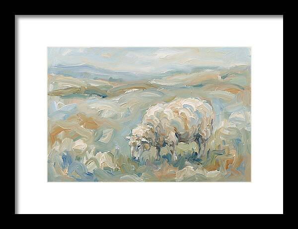 Sheep Grazing In Pastoral Landscape